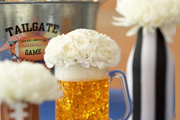 Superbowl Beer Mug Flowers