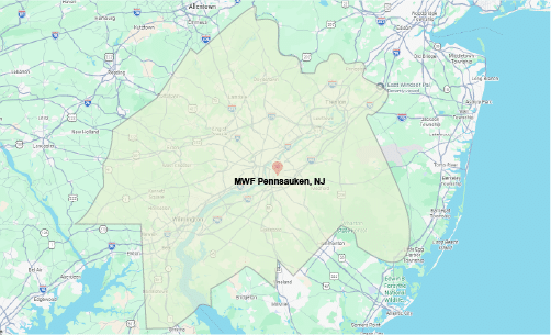 MWF Pennsauken Service area map
